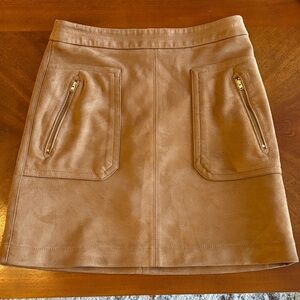 Tan Loft Faux Suede Pocket A-Line Skirt